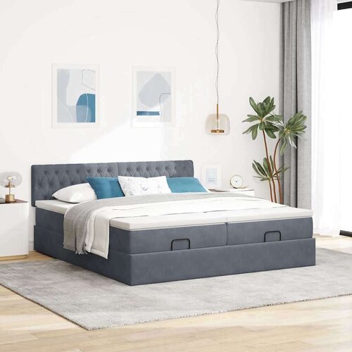 VidaXL okvir kreveta s madracima tamnosivi 200x200cm bar&amp;scaron;unasti Slike