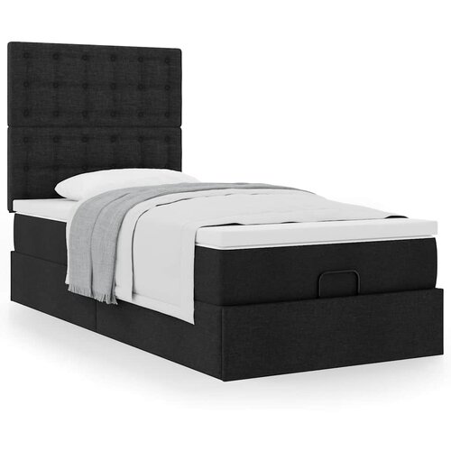 VidaXL Otomanski okvir kreveta s madraca crni 80x200cm od tkanine Slike