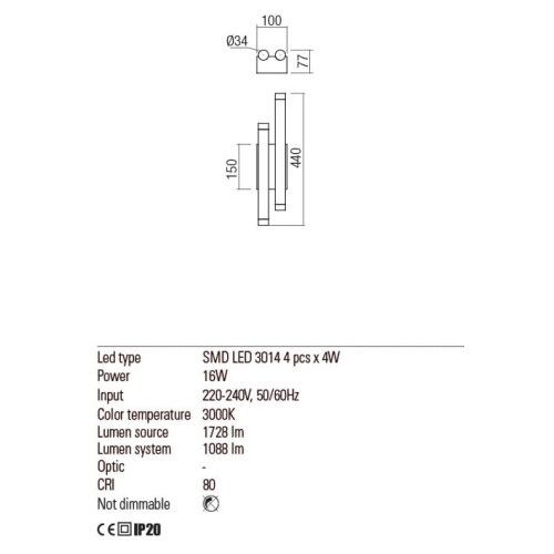  Redo 01-2034 - LED zidno svetlo MADISON 4xLED/4W/230V bakar Slike