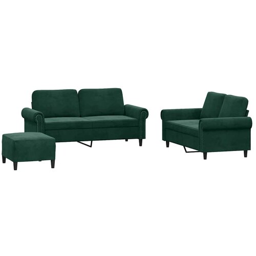  3-dijelni set sofa s jastucima tamnozeleni bar&amp;scaron;unasti Slike