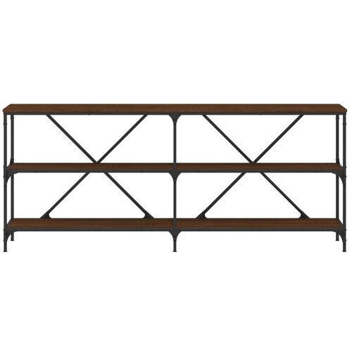 Konzoni stol boja smeđeg hrasta 180x30x75 cm od drva i željeza Slike