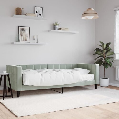 VidaXL Dnevna postelja z vzmetnico svetlo siva 80x200 cm žamet Slike