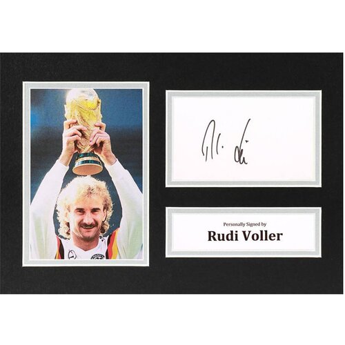  Rudi voller signed A4 photo display germany world cup autograph memorabilia coa Cene