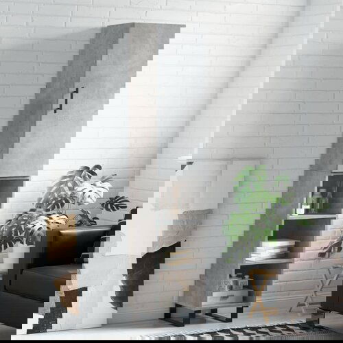 VidaXL Visoka komoda siva betona 34 5x34x180 cm od konstruiranog drva Slike