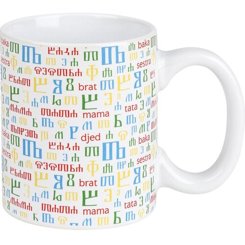 Buky keramička &amp;scaron;alica 375 ml s glagoljicom i rodbinskim nazivima, u poklon kutiji Slike