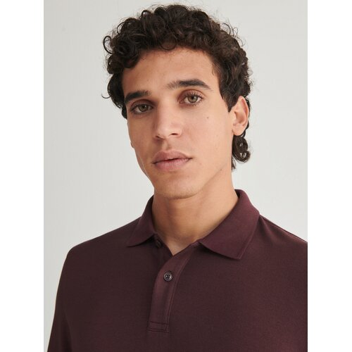 Reserved polo majica comfort fit z dolgimi rokavi - burgundy Cene