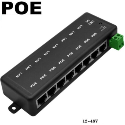Gembird POE-INJ-8xRJ45 8CH pasivni prolazni poe injector, for ip network camera ubiquiti and mikrot Cene