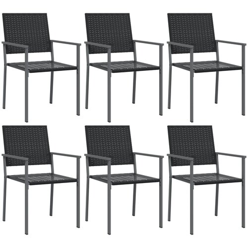 VidaXL Vrtni stoli 6 kosov črni 54x62,5x89 cm poli ratan, (20659974) Slike