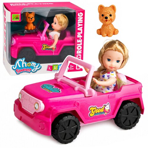 Mini Doll in a Cabriolet Off-Road Vehicle Set with a Dog Figurine Cijene