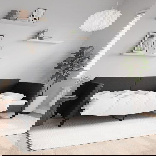 VidaXL Dnevni krevet crni 100 x 200 cm od tkanine Slike