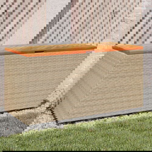 VidaXL Vrtna &amp;scaron;katla za shranjevanje bež 110x50x54 cm PE ratan akacija Slike