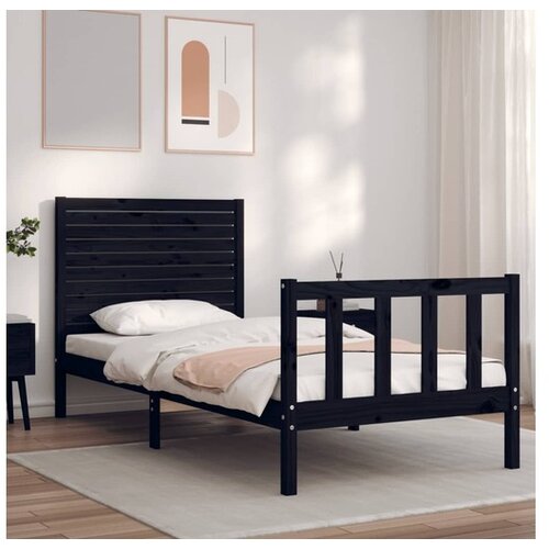 vidaXL Okvir kreveta s uzglavljem crni 2FT6 jednokrevetni masivno drvo Cijene
