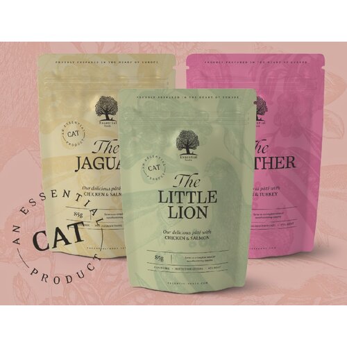 Essential Foods P&amp;Acirc;T&amp;Eacute; preliv za mačke The Jaguar 85g + The Little Lion 85g + The Panther 85g 3x12kom + GRATIS Essential hrana za mačiće The Little Lion 1.5kg Slike
