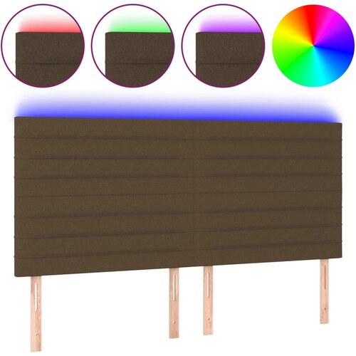 Maison Chic led posteljno vzglavje - vzglavna omarica - nočna omarica temno rjavo 200x5x118/128 cm blago, (21711457) Slike