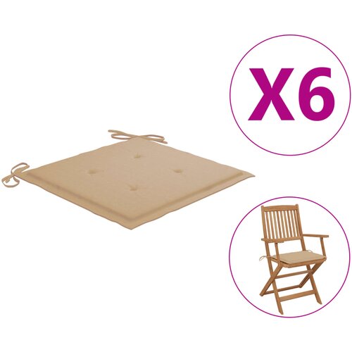vidaXL Blazine za vrtne stole 6 kosov bež 40x40x3 cm blago Cene