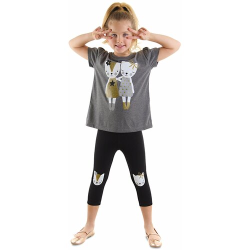 Denokids Cat Friends Girls Kids T-Shirt Leggings Set Slike
