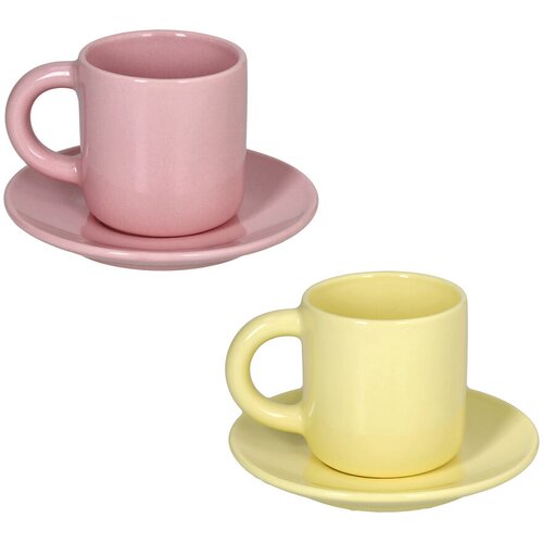 Tognana Set skodelica za črno kavo Colorblock 100ml / roza, rumena / 2 kos / porcelan, (5000267859) Cene