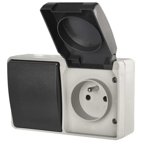  naizmenični prekidač br. 6 sa utičnicom 250V/16A, IP44, siva Slike