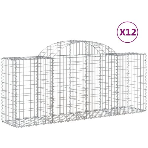  Lučne gabionske ko&amp;scaron;are 12 kom 200x50x80/100cm pocinčano željezo Slike