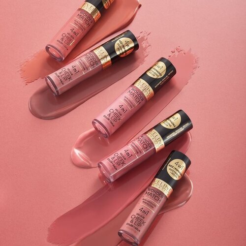 Eveline Cosmetics Wonder Match 4in1 Cheek &amp;amp; Lip tekoče rdečilo za ustnice in lica odtenek 5 4.5 ml Slike