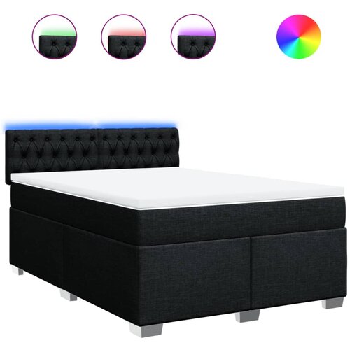 VidaXL Box spring posteljni z vzmetnico črn 140x190 cm blago, (21305824) Slike