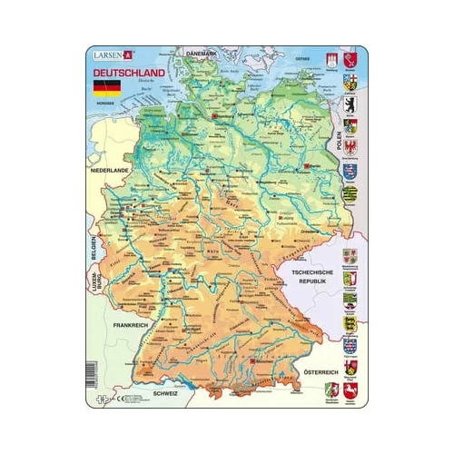 Larsen Uokvirjena sestavljanka - Nemčija - fizični zemljevid - nemščina