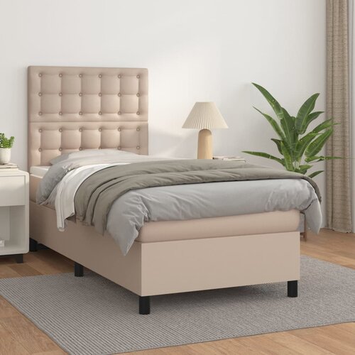  The Living Store Box spring postelja z vzmetnico kapučino 90x200 cm umetno usnje - Box Spring Postelja, (21518606) Slike