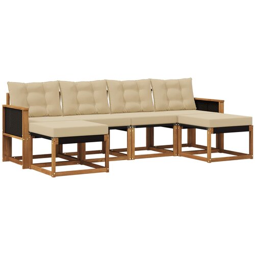 vidaXL Zunanja garnitura za sedenje z blazino 6 pcs Naravna in bež, (5000281054) Cene