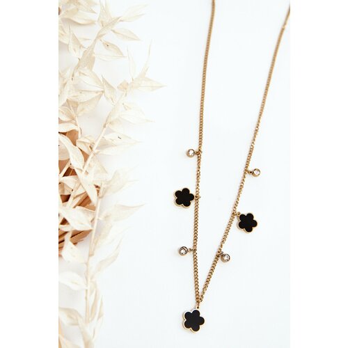 Kesi Women's gold chain with black flowers Slike