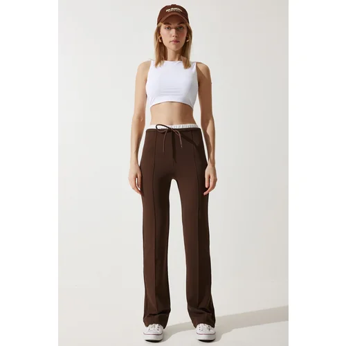  Woman's Brown Detailed Knitted Trousers