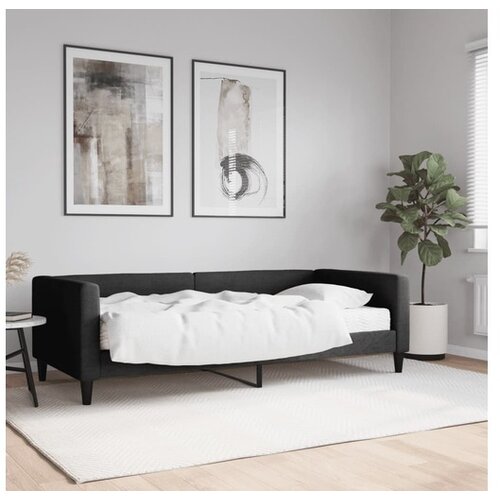 VidaXL Dnevna postelja z vzmetnico črna 90x190 cm blago Slike
