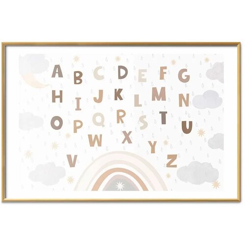  Plakat - Letters in Muted Colors 90x60 Zlatni okvir s margom Slike