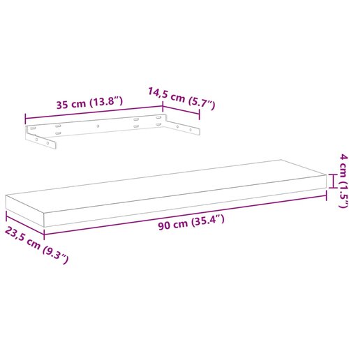  Plutajuće police 2 kom 90x23,5x4 cm od konstruiranog drva Slike