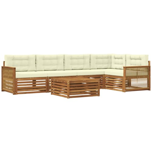 vidaXL Zunanja garnitura za sedenje z blazino 6 pcs Naravna in smetana, (5000282485) Cene
