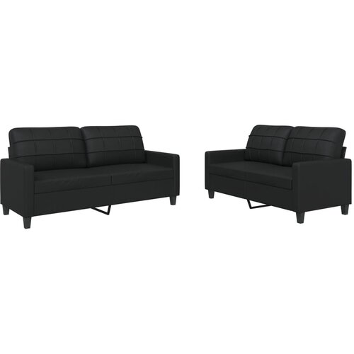 Maison Chic Sedežna garnitura - kavč 2-delna z blazinami črno umetno usnje, (21729267) Cene