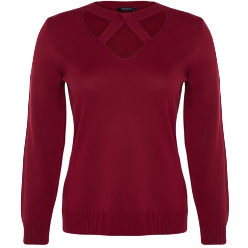 Trendyol Curve Plus Size Sweater - Burgundy - Regular fit Cijene