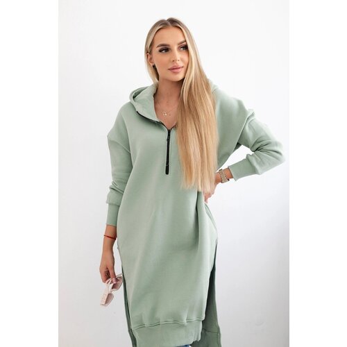 Kesi Women&amp;#039;s Insulated Sweatshirt with Decorative Buttons - Dark Mint Slike