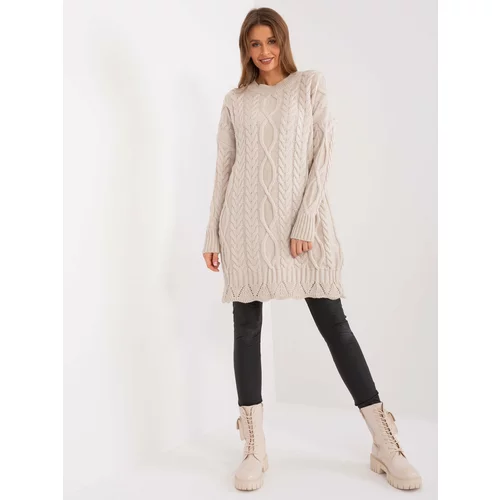 Fashion Hunters Light beige oversize cable knit dress from RUE PARIS