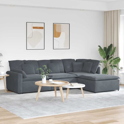  Modularna sofa s podnožjem i jastucima, bar&scaron;unasta tamno siva Cijene