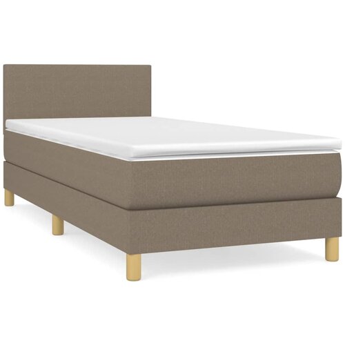 VidaXL Box spring postelja z vzmetnico taupe 90x200 cm blago, (20791862) Slike