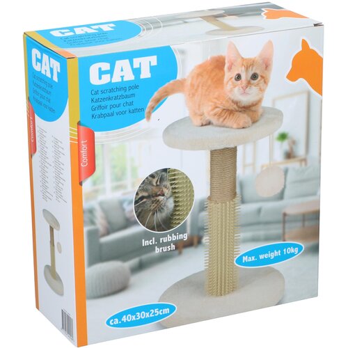  PET COMFORT Stub za grebanje za mačke sa četkom za če&amp;scaron;kanje bež 40 cm Slike