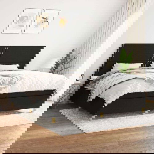  Box spring postelja z vzmetnico črn 200x200 cm blago, (20999329) Cene