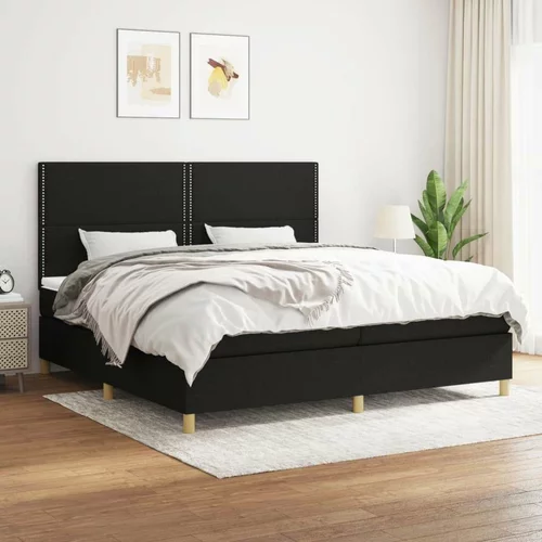  Box spring postelja z vzmetnico črn 200x200 cm blago, (20999329)