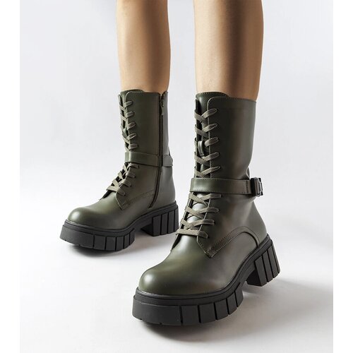 Gemre Dark green lace-up Rive combat boots Cene