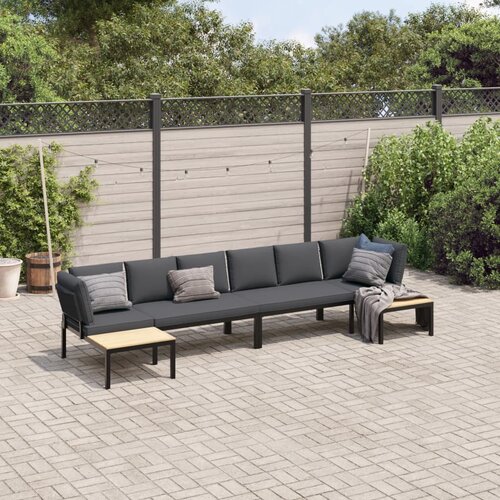 VidaXL 4-dijelni set vrtnih sofa s jastucima crni aluminijski Slike