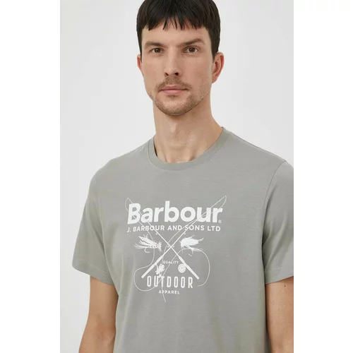 Barbour Bombažna kratka majica moški, zelena barva