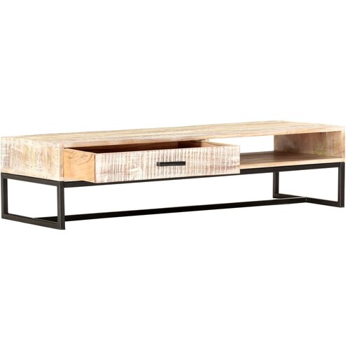  Stolić za kavu bijeli 117 x 50 x 30 cm masivno bagremovo drvo Slike