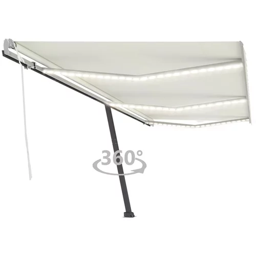  Ročno zložljiva tenda z LED lučkami 600x300 cm krem