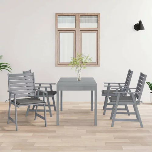  Zunanji jedilni stoli z blazinami 4 kosi trden akacijev les, (20659243)