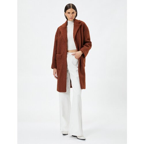 Koton Oversized Bouclete Coat, Double Breasted Midi Length, Pocket Detailed Lined. Slike